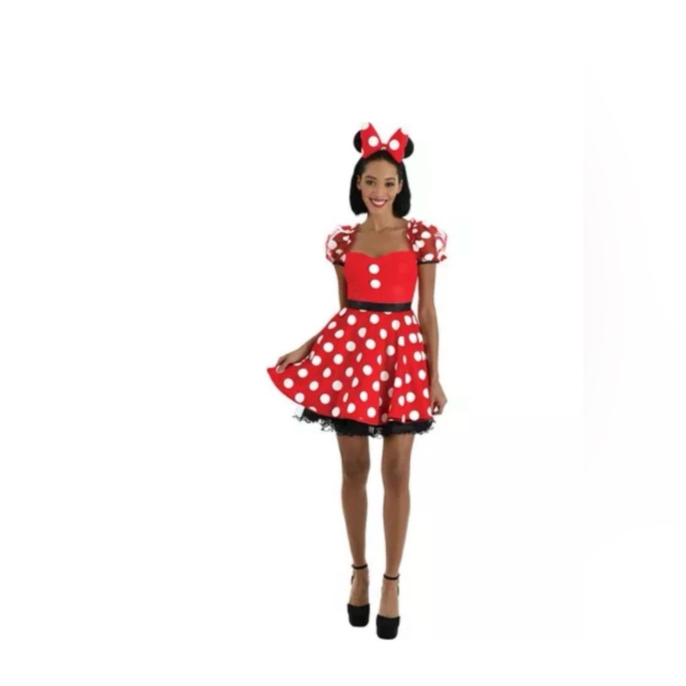 Disney Red & White Polka Dot Minnie Mouse Dress with Headband